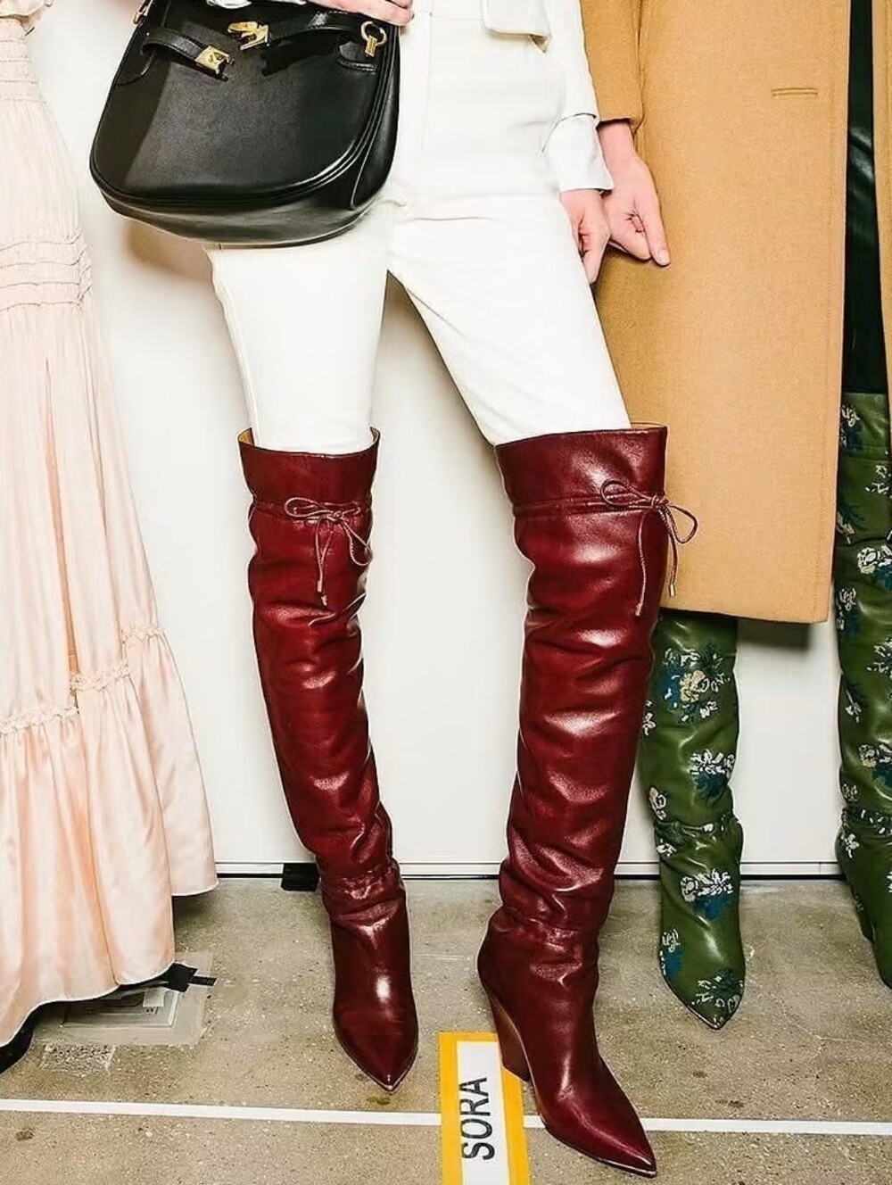🌺 Tory Burch Lila Burgundy Leather Thigh-High Slouchy Boots, Size 7.5 ~ EUC
